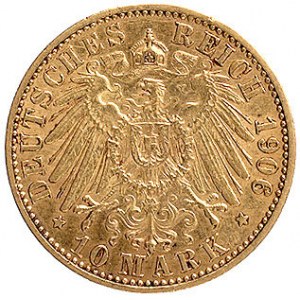 10 marek 1906, Berlin, J. 228, Fr. 3799, złoto, 3,96 g,...