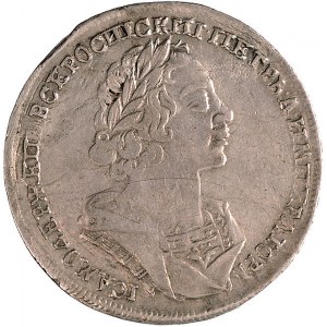 rubel 1724, Moskwa, Aw: Popiersie cara i napis wokoło, ...