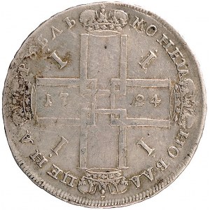 rubel 1724, Moskwa, Aw: Popiersie cara i napis wokoło, ...