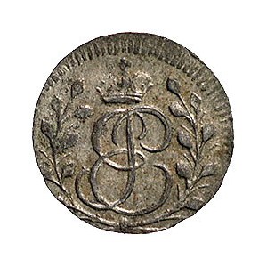 szeląg 1761, Królewiec, Aw: Monogram, Rw: Napis, Uzdeni...