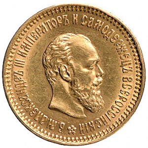 5 rubli 1886, Petersburg, Uzdenikow 292, Fr. 151, złoto...