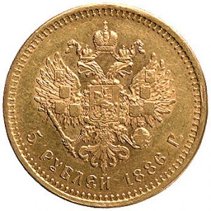 5 rubli 1886, Petersburg, Uzdenikow 292, Fr. 151, złoto...