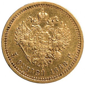 5 rubli 1888, Petersburg, Uzdenikow 289, Fr. 151, złoto...