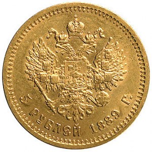 5 rubli 1889, Petersburg, Uzdenikow 301, Fr. 151, złoto...