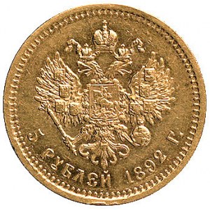 5 rubli 1892, Petersburg, Uzdenikow 308, Fr. 151, złoto...