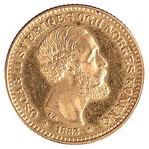 Oskar II 1872-1907, 10 koron 1883, Sztokholm, Ahlström ...