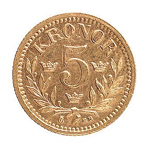 5 koron 1881, Sztokholm, Ahlström 34, Fr. 95, złoto, 2,...