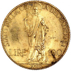 Pius XI 1922-1937, 100 lirów 1929, Rzym, Fr. 283, złoto...