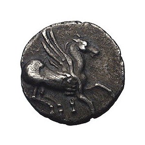 KORYNTIA- Korynt, drachma IV w pne, Aw: Pegaz lecący w ...