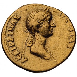 aureus, Aw: Popiersie cesarza w wieńcu na głowie w praw...