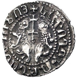 Levon I 1198- 1219, tram, Aw: Król na tronie, napis w o...