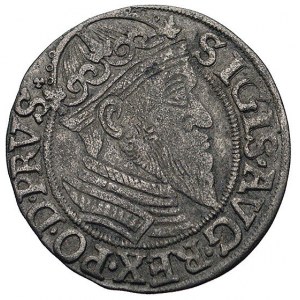 grosz 1557, Gdańsk, późniejszy typ z dużą głową króla i...