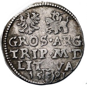 trojak 1581, Wilno, odmiana z cyfrą III w owalnej tarcz...
