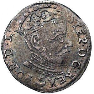 trojak 1581, Wilno, odmiana z herbem Leliwa pod popiers...