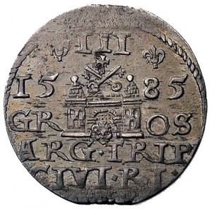 trojak 1585, Ryga, odmiana z dużą głową króla, Kurp. 44...