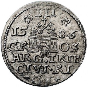 trojak 1586, Ryga, odmiana z małą głową króla, Kurp. 45...