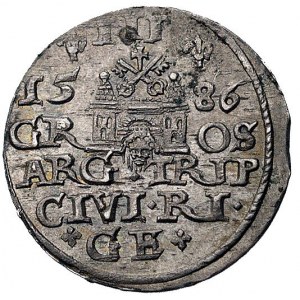 trojak 1586, Ryga, odmiana z małą głową króla, Kurp. 45...