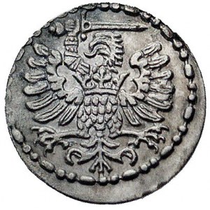 denar 1582, Gdańsk, Kurp. 368 R3, Gum. 786, T. 4, umyty...