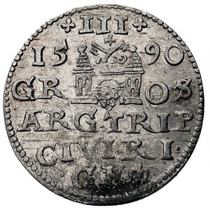 trojak 1590, Ryga, odmiana z dużą głową króla, Kurp. 25...