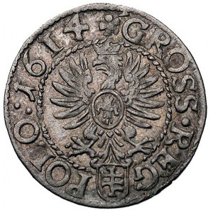 grosz 1614, Kraków, ciekawsza odmiana z herbem Pilawa, ...