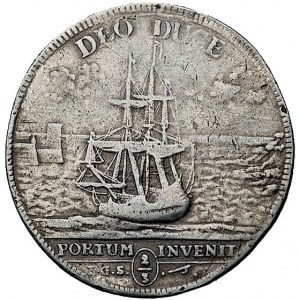 2/3 talara (gulden) 1717, Drezno; Statek wypływający z ...