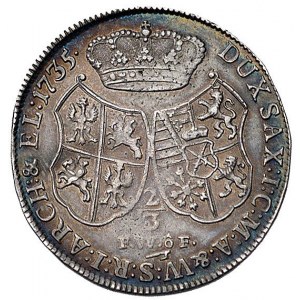 2/3 talara (gulden) 1735, Drezno, Kam. 1358 R1, Dav. 83...