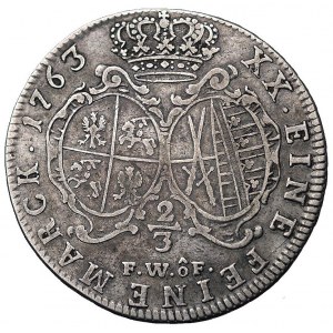 2/3 talara (gulden) 1763, Drezno, odmiana z literami FW...