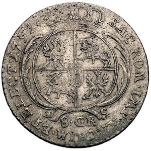 dwuzłotówka (8 groszy) 1753, odmiana z literami E-C pod...