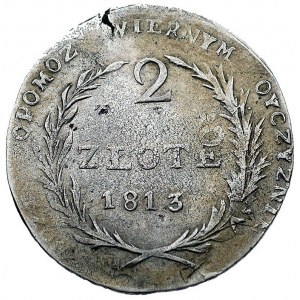 2 złote 1813, Zamość, Plage 126, ciekawy egzemplarz - d...