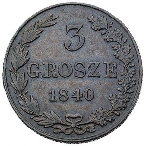 3 grosze 1840, Warszawa, Plage 193, piękny egzemplarz z...