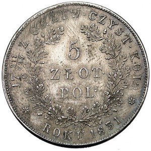 5 złotych 1831, Warszawa, Plage 272, patyna