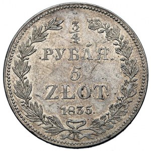 3/4 rubla = 5 złotych 1835, Petersburg, odmiana z kropk...