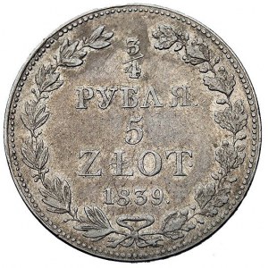3/4 rubla = 5 złotych 1839, Warszawa, Plage 363