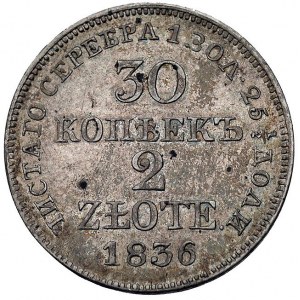 30 kopiejek = 2 złote 1836 Warszawa, Plage 374, patyna