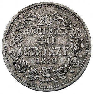 20 kopiejek = 40 groszy 1850, Warszawa, odmiana -gałązk...