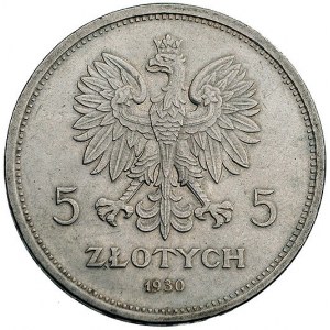 5 złotych 1930, Warszawa, \Sztandar głęboki, Parchimowi...