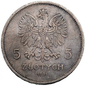 5 złotych 1931, Warszawa, Nike, Parchimowicz 114 d, rza...