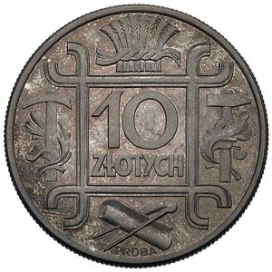 10 złotych 1934, Klamry, wypukły napis PRÓBA, Parchimow...