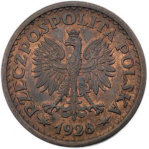 1 złoty 1928, Nominał w wieńcu liściastym, bez napisu P...
