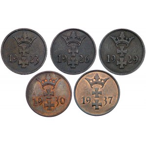 komplet monet 1 fenigowych, Berlin, Parchimowicz 53 a-e...