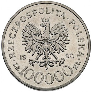 100.000 złotych 1990, Solidarność 1980-1990, 32 mm, Par...