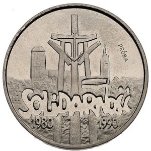 100.000 złotych 1990, Solidarność 1980-1990, 32 mm, Par...