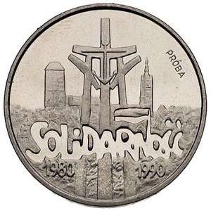100.000 złotych 1990, Solidarność 1980-1990, 27 mm, Par...