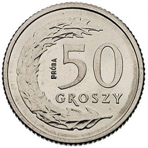 50 groszy 1990, wypukły napis PRÓBA, Parchimowicz P-706...