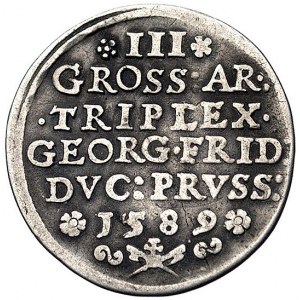 trojak 1589, Królewiec, Bahr. 1290, Neumann 57, rzadki