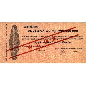 100 mln marek polskich 20.11.1923, No 0000000, WZÓR, Mi...