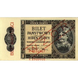1 złoty 1.10.1938, H 1234567, H 8900000, WZÓR, Miłczak ...