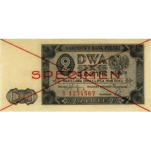 2 złote 1.07.1948, seria B 1234567, SPECIMEN, Miłczak 1...