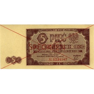 5 złotych 1.07.1948, seria AL 1234567, SPECIMEN, Miłcza...