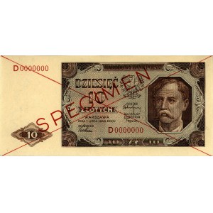 10 złotych 1.07.1948, seria D 0000000, SPECIMEN, Miłcza...